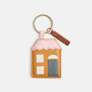 Porte clé tan/pink house